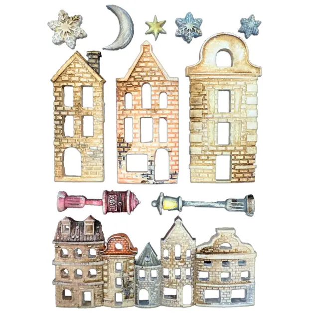 Καλούπι σιλικόνης A5, 15×21cm, Stamperia, Christmas, Χριστουγεννιάτικο χωριό 2