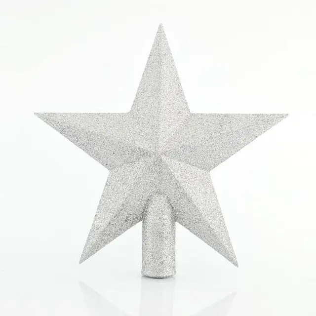 Κορυφή Δέντρου Αστέρι Με Glitter Ασημί Πλαστικό 20.5cm