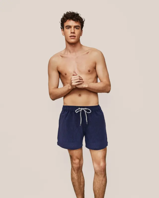 Selmark Ανδρικό Μαγιό Shorts Geometrical Dark Blue