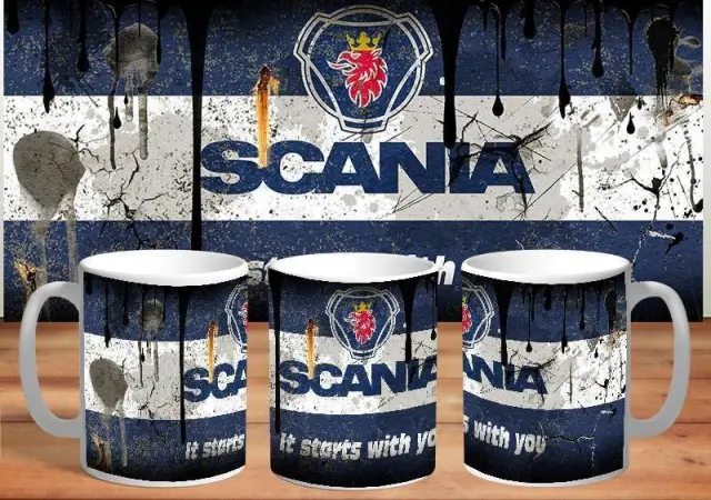 κούπα Scania κεραμική 330ml λευκη με συσκευασία δώρου " με δυνατότητα προσθήκης ονόματος η ευχές (fx)