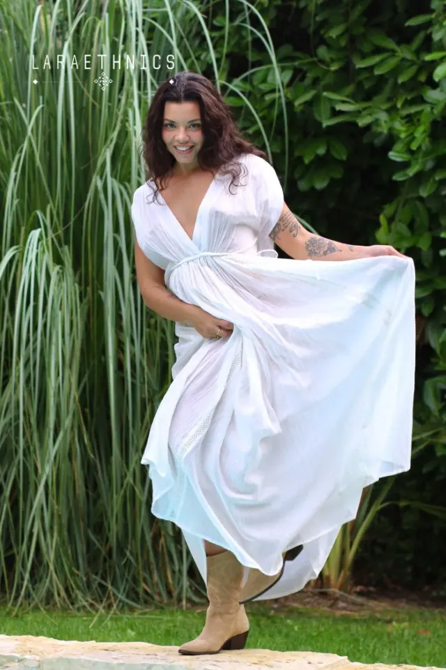 LARA ETHNICS "MYKONOS" DRESS (MYKONOS-IVOIRE) 3