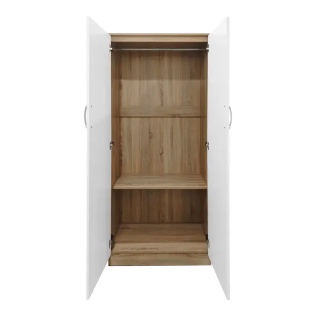 Ντουλάπα εξάφυλλη Athos ΙΙ pakoworld sonoma-λευκή 240x42x180εκ 3