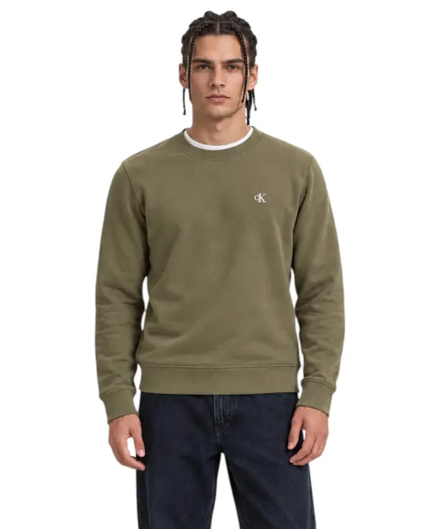 Calvin Klein - Ανδρική Μακρυμάνικη Φούτερ 350Terry Monogram Crewneck LV04RG275G-LI1 Λαδί - S