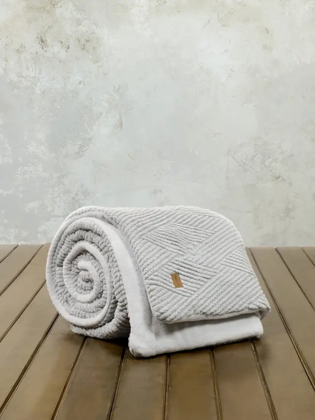 Κουβερτοπάπλωμα 240x260 King Size 720gsm Fleece-Sherpa Velva 100% Πολυέστερ- Light Gray 2