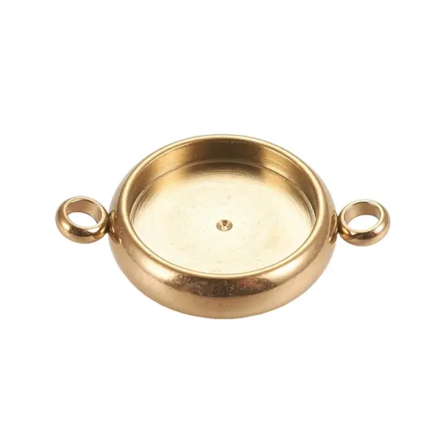Σύνδεσμος Ανοξείδωτο Ατσάλι 304 Golden 18x12.5x3mm με Καστόνι 10mm - 5τεμ