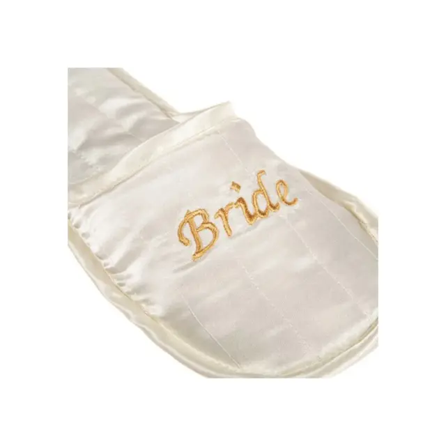 FMS Γυναικεία Νυφική Παντόφλα Σατέν Bride, Χρώμα Ιβουάρ 3