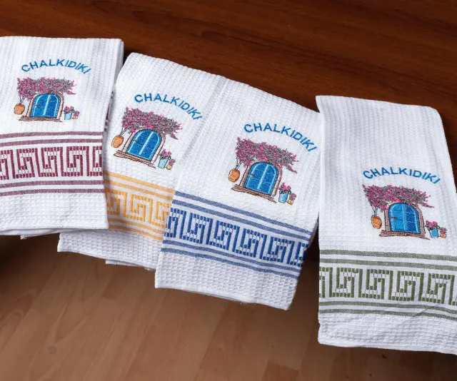 Σετ 12 τεμαχίων ποτηρόπανα (45cm x 65cm) πόρτα CHALKIDIKI - -