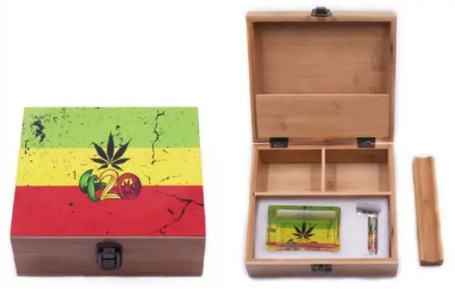 Ξύλινο Κουτί Αποθήκευσης 420 Rasta 19x17x7cm & Σταχτοδοχείο και Πιπάκι