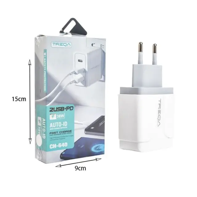 Treqa 38W γρήγορος φορτιστής κινητού Type-C 2USB+PD CH-640 – Fast charger 017074 2