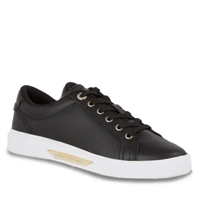 Tommy Hilfiger - Γυναικεία Αθλητικά Golden Hw Court Sneaker Black/Gold FW0FW07560-0GS Μαύρο - 36 2