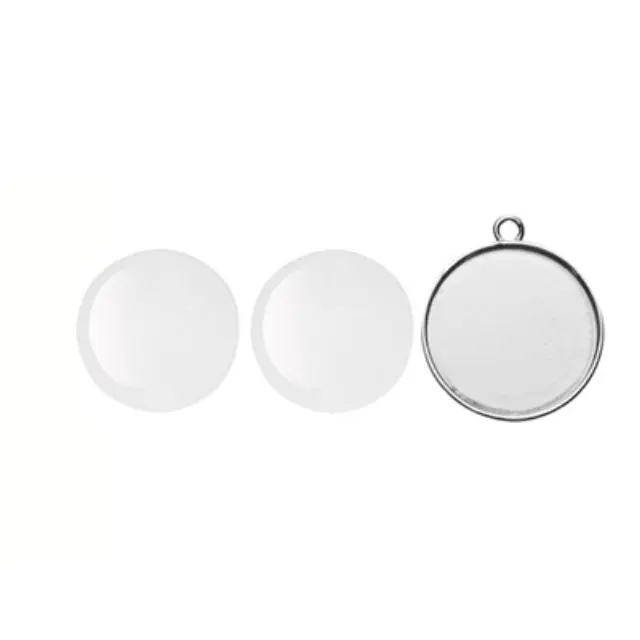 Στρογγυλό Καστόνι Μενταγιόν 32mm Διπλής Όψης + 2 Γυάλινα Καμπουσόν