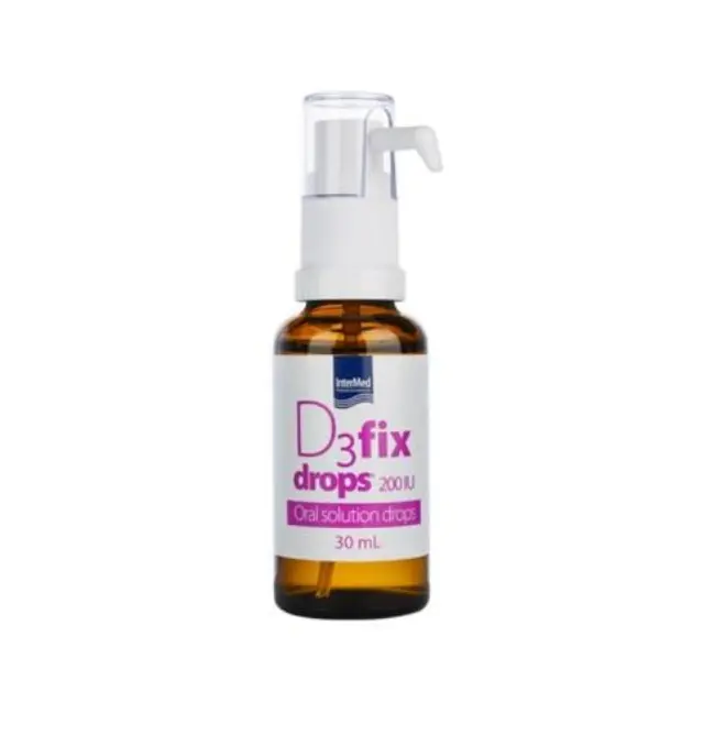 INTERMED D3 Fix Drops With Pump 200IU Συμπλήρωμα διατροφής βιταμίνης D3 200 iu /σταγόνα με Αντλία 30ml