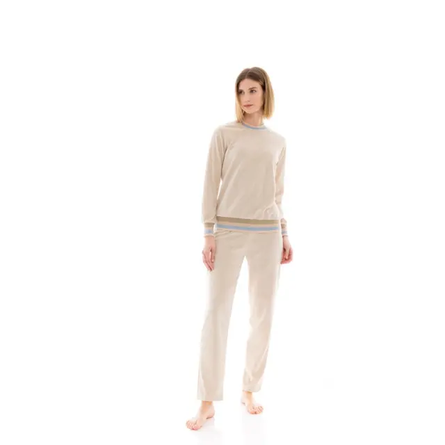 Σετ Homewear VELVET BEIGE STRIPE Skin W1471 Pink Label 2