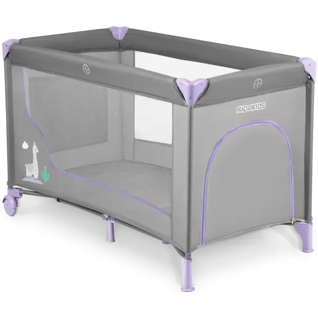 Ricokids Παρκοκρέβατο γκρι-λεβάντα 125x65cm 2