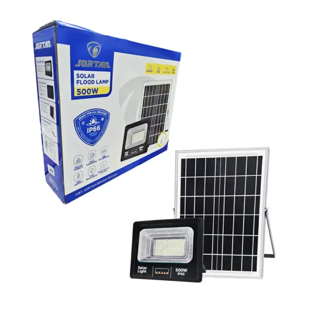 Jortan Ηλιακός Προβολέας LED 500W με Πάνελ και Τηλεχειριστήριο – Solar LED Flood Lamp 0274030