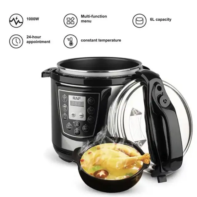 RAF Ηλεκτρικός Πολυμάγειρας 6.0L 1000W R.177 - Electric Pressure Cooker 890026 3