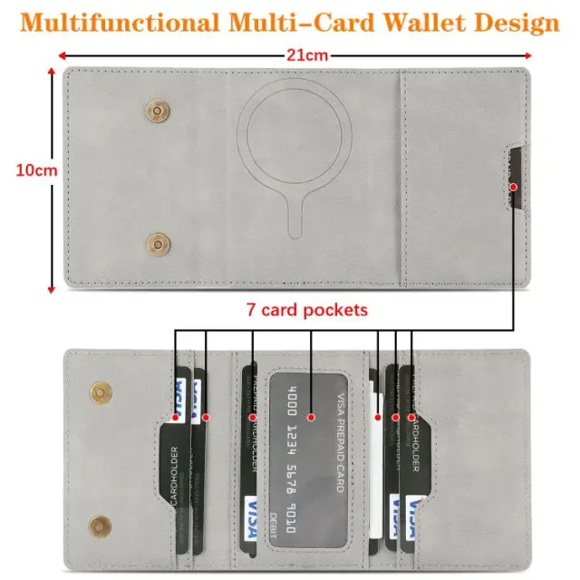 RFID MagSafe Πορτοφόλι Δερματίνης για Κάρτες- Grey OEM 3