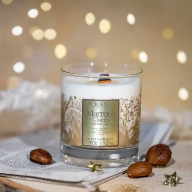 Durance candle MARRONS GLACES-Noel 2024-Αρωματικό Κερί με ξύλινο φυτίλι 280g 2