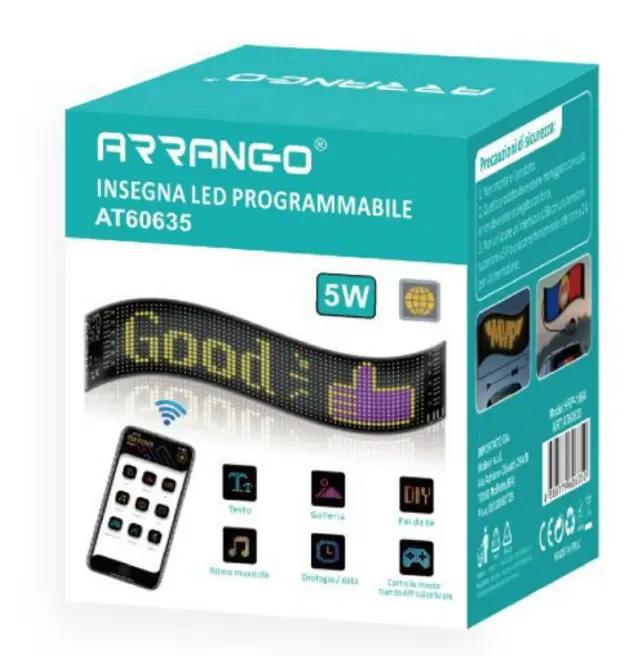 Arrango Εύκαμπτη LED RGB Πινακίδα για το αυτοκίνητο με σύνδεση Bluetooth LED Matrix Panel AT60635 3
