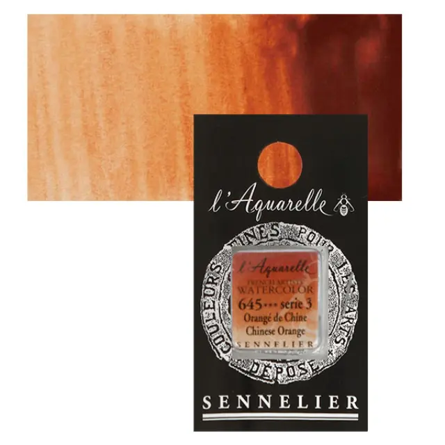 Χρώμα Ακουαρέλας Sennelier l Aquarelle Half Pan - 645 Chinese Orange