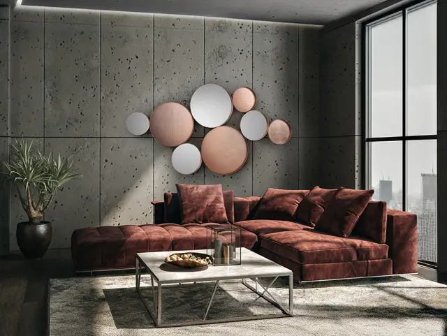 MALMO Καθρέπτης Rose Gold 165x90 – Μεταλλικός με Καθρέπτινα Στοιχεία Ροζ χρυσό