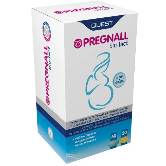 Quest Pregnall Bio-Lact Συμπλήρωμα Διατροφής για την Εγκυμοσύνη και τον Θηλασμό, 60tabs + 30caps