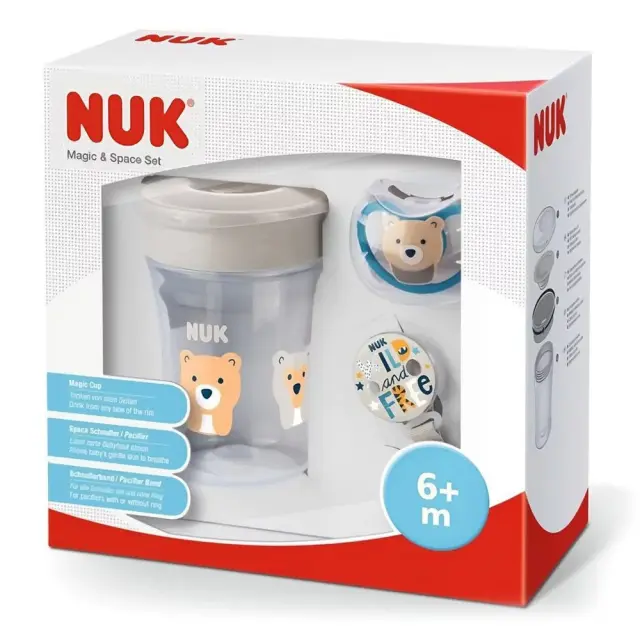 Nuk Παιδικό Ποτηράκι "Magic Cup & Space Set" από Πλαστικό Γκρι 230ml για 6m+