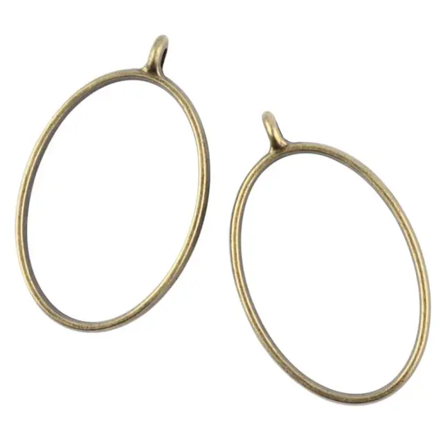 Μεταλλικό Κρεμαστό Open Back - Oval - 39x23.8x3.5mm - Antique Bronze - 4τεμ