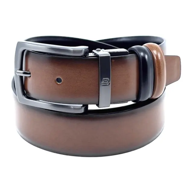 ΔΕΡΜΑΤΙΝΗ ΖΩΝΗ DOUBLE SIDED ΜΕ DARK NICKEL ΠΟΡΠΗ LGD-2110-DS-XL BLACK TAN