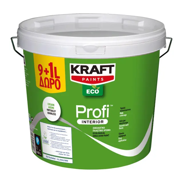 Οικολογικό Πλαστικό Χρώμα KRAFT PROFI INTERIOR 9+1lt