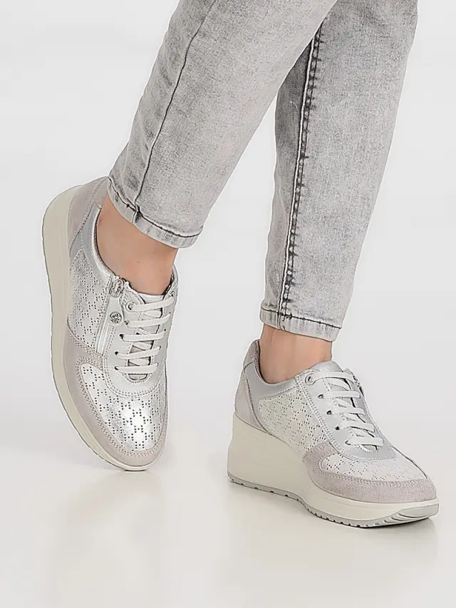 Imac Sneakers Γυναικείο δέρμα/δέρμα Nubuck Άσπρο IMA/555740 BIANCO/PERLATA 2