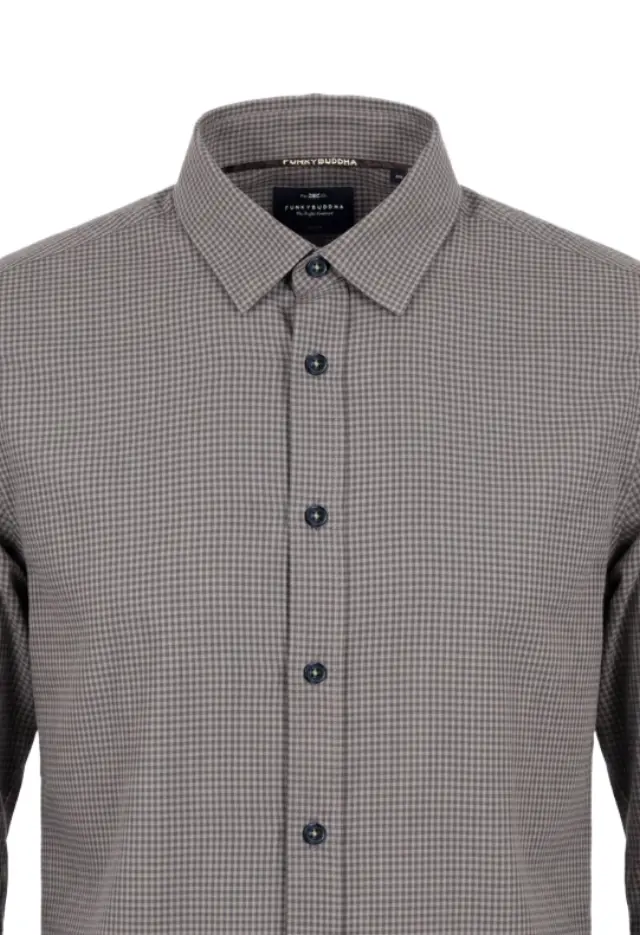 Funky Buddha ανδρικό πουκάμισο Oxford fit καρό FBM014-005-05-1 2