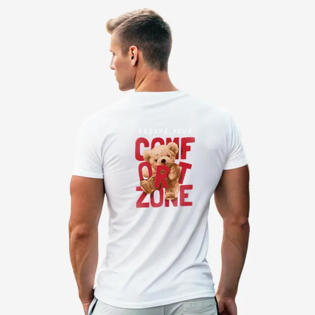 T-shirt Noshame® Λευκό με τύπωμα Escape your comfort zone - 3025198 - XXL