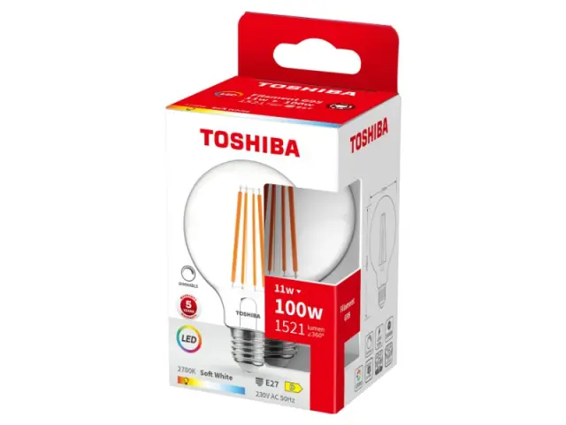 Toshiba LED Filament G95 E27 11W 2700K Dimmable (DELS-FEW401127DD11)