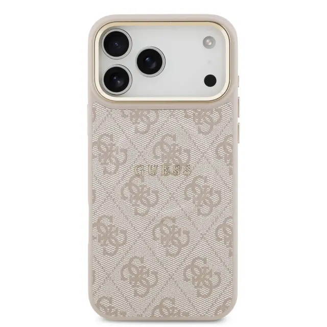 Guess PU Leather 4G Gold Frame MagSafe Case for iPhone 17 Pro Max Pink 3