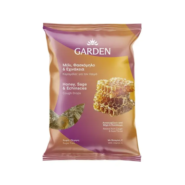 Garden Καραμέλες για τον Βήχα και τον Πονόλαιμο Μέλι, Φασκόμηλο & Εχινάκεια 60g
