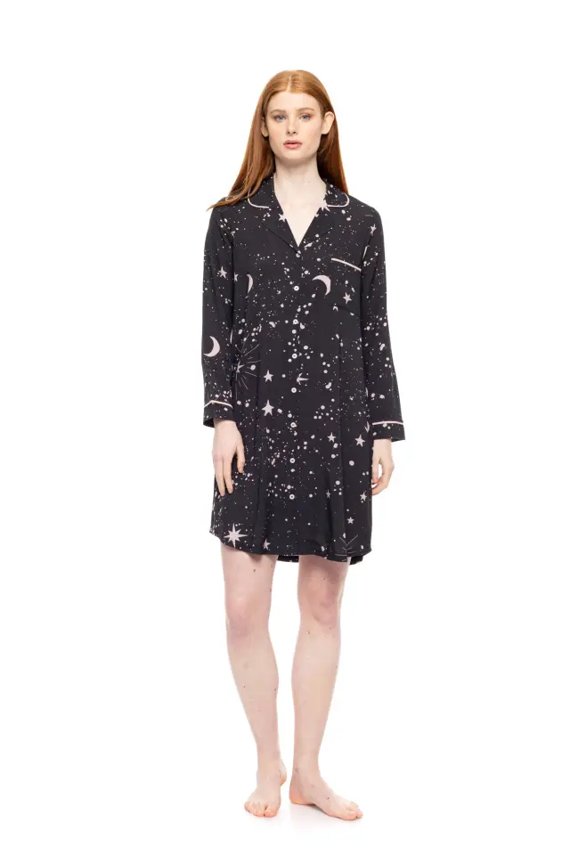 W1809 - Type - NIGHTGOWN BUTTONED ROSE NIGHT SKY