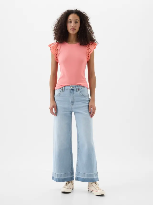 Μπλε HR Wide Leg Τζιν Παντελόνι medium wash