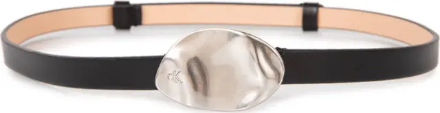 Calvin Klein Δερμάτινη Γυναικεία Μεσαία Ζώνη Stone Lock Slouchy Belt 15mm Μαύρη 85cm 2