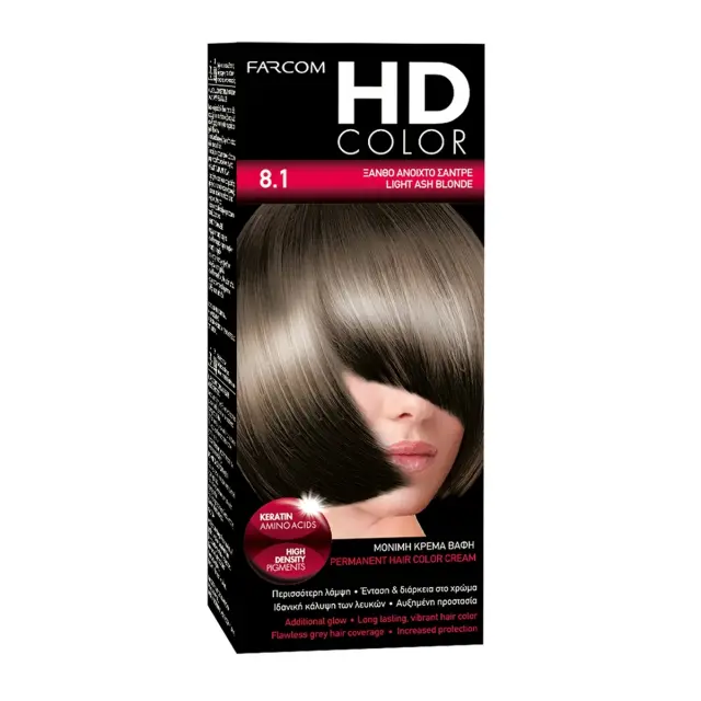 Farcom Βαφή Μαλλιών HD Color No 8.1 Ξανθό Ανοιχτό Σαντρέ ,60ml