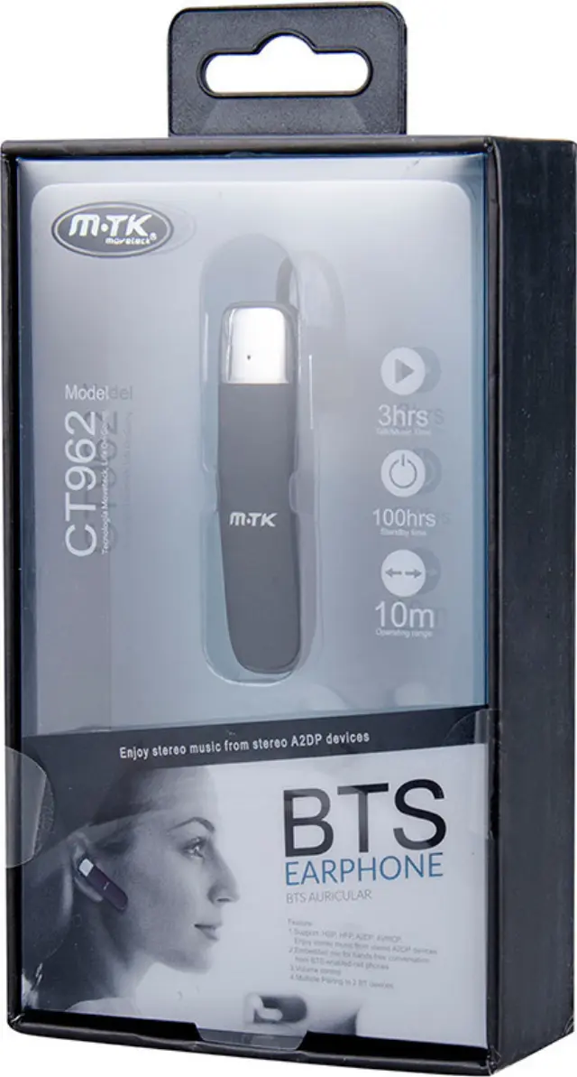 Moveteck CT962 Earbud Bluetooth Handsfree Ακουστικό Μαύρο 2