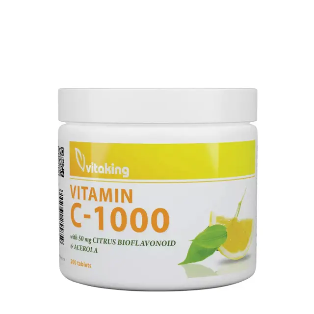 Vitaking Vitamin C 1000 mg with 50 mg Citrus Bioflavonoids and Acerola 200 Tablets