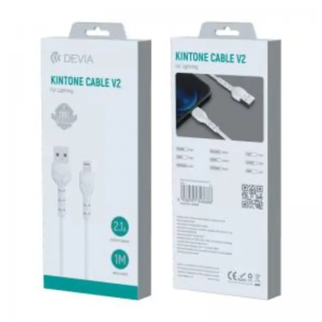 Καλώδιο Σύνδεσης USB 2.0 Devia EC406 V2 USB A σε Lightning 10.5W 1m Kintone Λευκό N60253 3