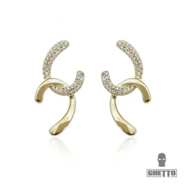 Ghetto Cross Double C Small Earrings