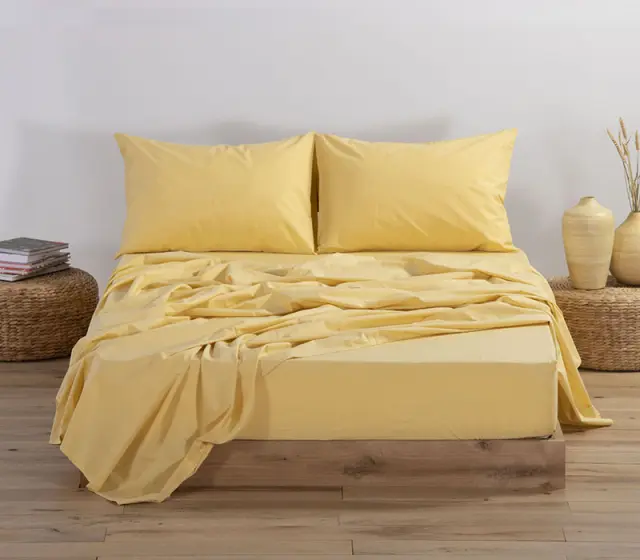 Σεντόνι Μεμονωμένο Με Λάστιχο Βαμβακερό Basic Yellow Σε 4 Διαστάσεις Nef-Nef Nef-Nef 120x200+30