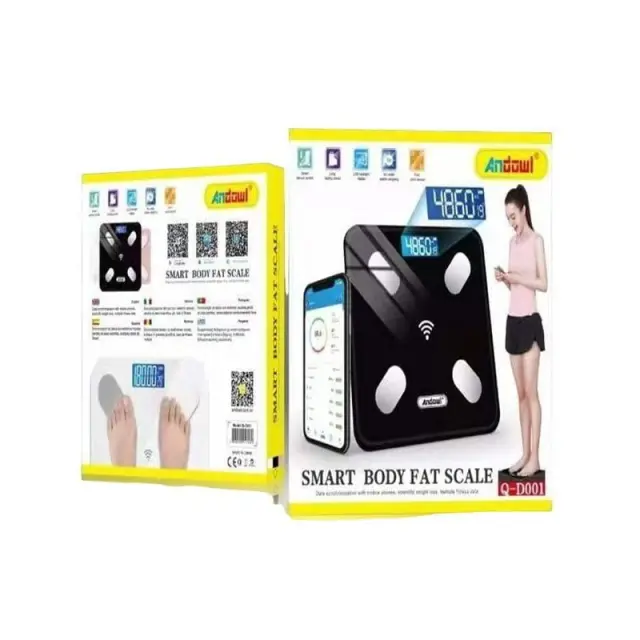 Andowl Q-D001 Smart Ζυγαριά με Λιπομετρητή σε Μαύρο χρώμα - Body scale z774121