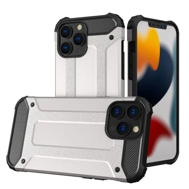 Hybrid Armor Θήκη Σιλικόνης Και Πλαστικό Back Case Για iPhone 13 Pro - Ασημί OEM