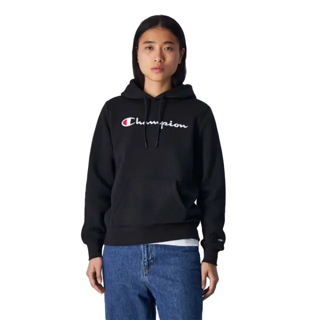 Champion Women's Regular Fit Script Logo Light Fleece Hoodie Μαύρο 116579-KK001 (Champion)