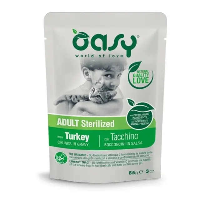 Oasy Cat Lifestage Φακελάκι Γαλοπούλα για Στειρωμένα 85gr Μονόχρωμο