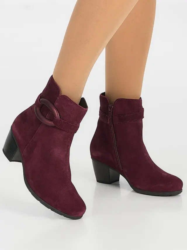 Gabor Μποτάκια με Τακούνι Γυναικείο δέρμα Nubuck Μπορντώ GAB/75523 15-MULBERRY 2